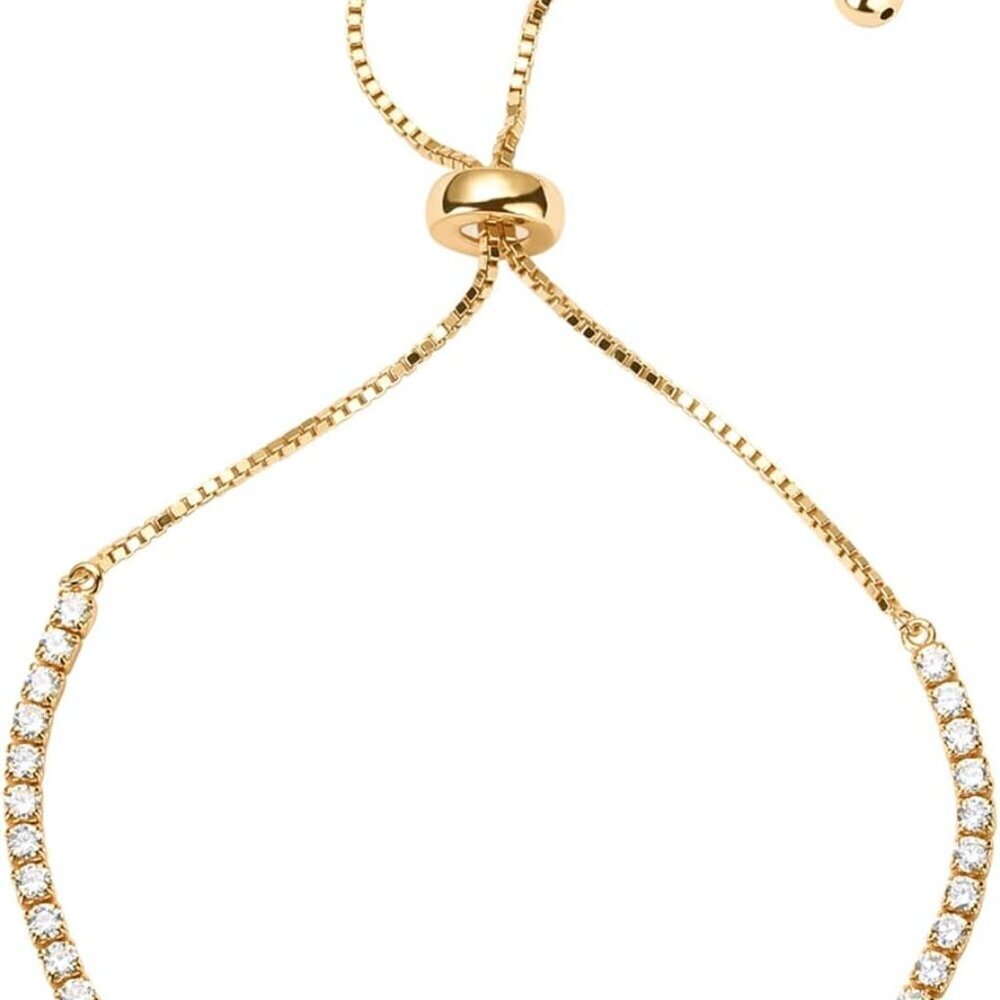 Gold Plated Cubic Zirconia Tennis Bracelet Adjustable Eco-Friendly for Women
